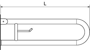 Dibujo técnico: Barra de apoyo inox mural vertical abatible Fricosmos