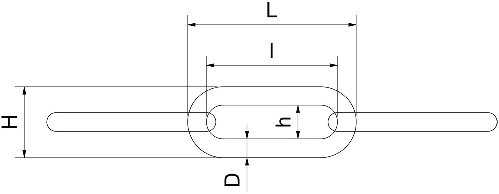 Dibujo técnico: Cadena inox de eslabón largo 4 mm Fricosmos