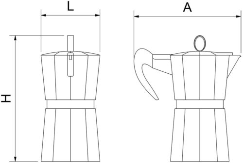 Dibujo técnico: Cafetera italiana tradicional 6 o 12 tazas Fricosmos