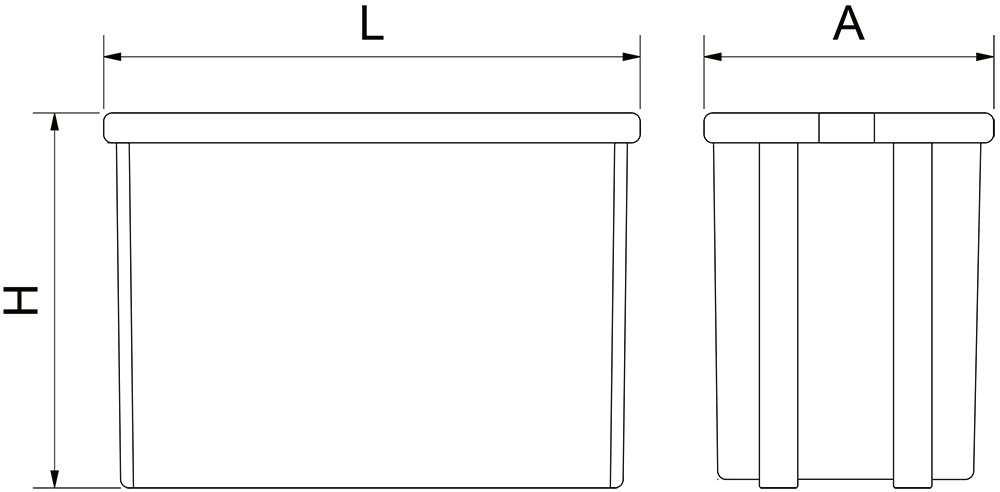 Dibujo técnico: Caja apilable multiusos 65 l Fricosmos 630x440x340 mm
