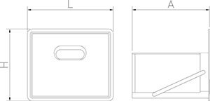Dibujo técnico: Cajón inox acoplado a estantería inox de ancho 500 mm Fricosmos
