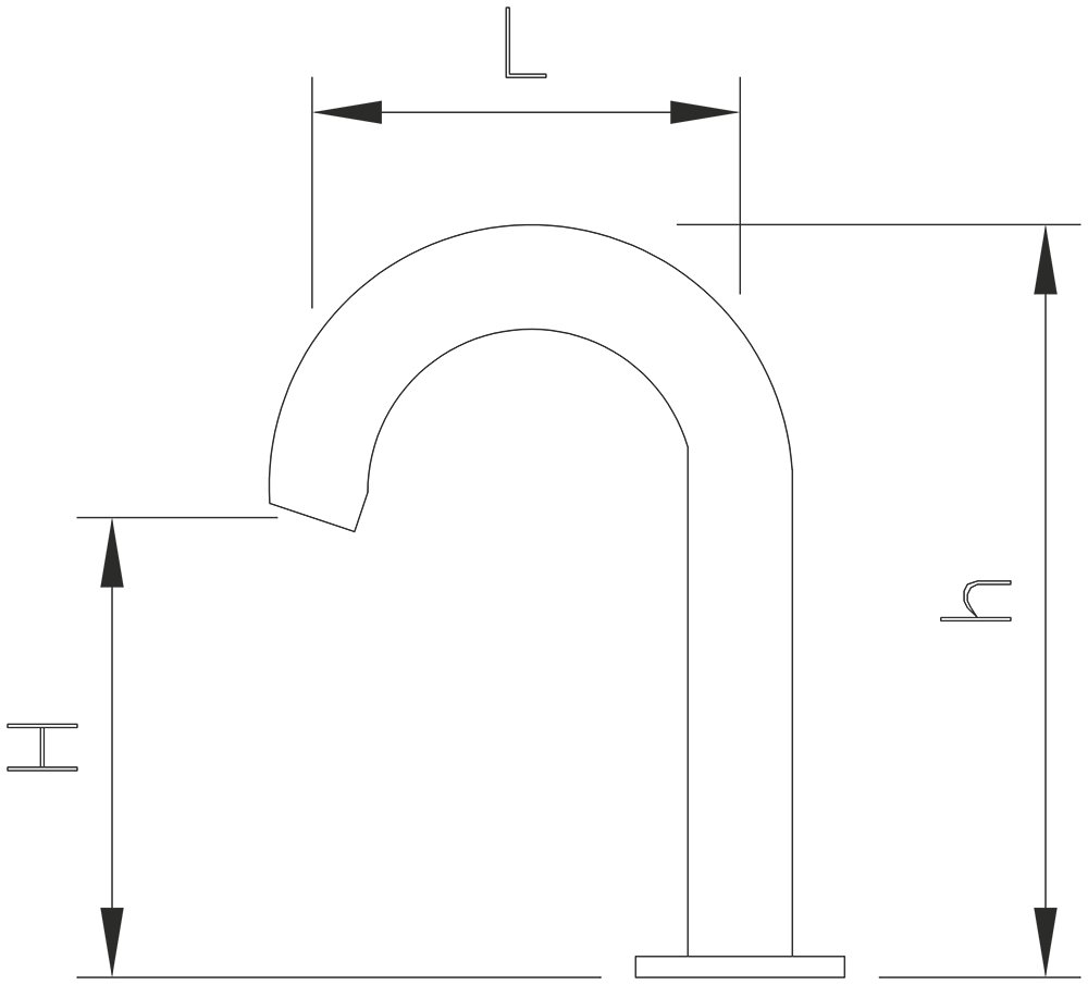 Dibujo técnico: Caño electrónico a red para lavamanos y fregadero Fricosmos