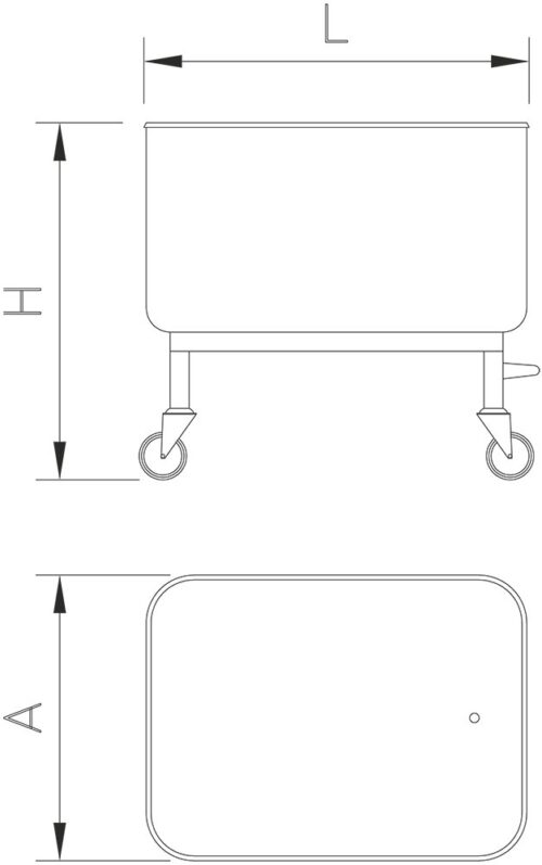 Dibujo técnico: Carro de lavado en acero inoxidable Fricosmos