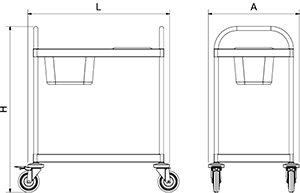 Dibujo técnico: Carro de recogida inox Fricosmos 1035x535x975 mm