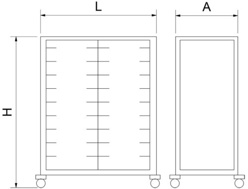 Dibujo técnico: Carro especial bandejas isotérmicas doble Fricosmos