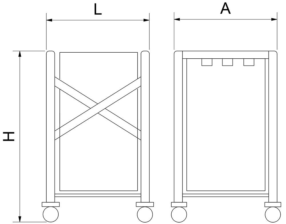 Dibujo técnico: Carro para lavandería con estructura inoxidable Fricosmos