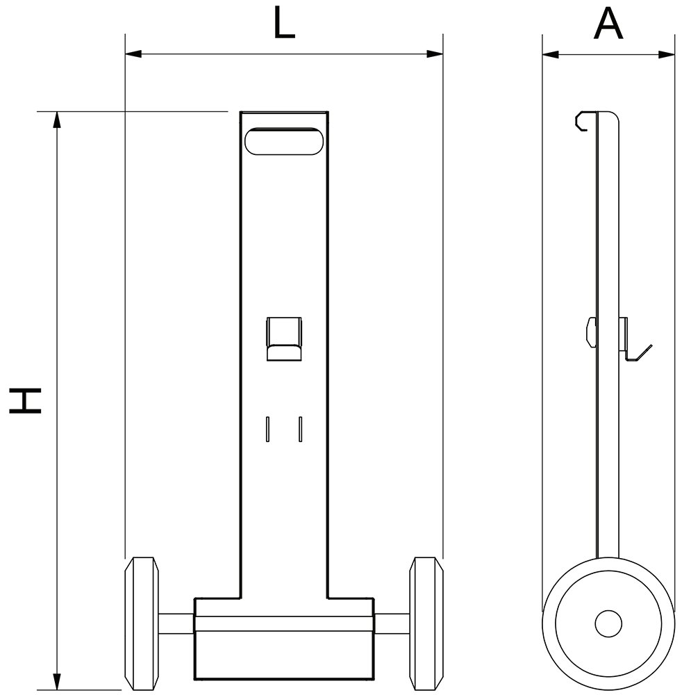 Dibujo técnico: Carro porta barriles de cerveza en acero inoxidable Fricosmos 480x200x875 mm