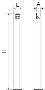 Dibujo técnico: Cenicero inox de pie para espacios reducidos Fricosmos 120x60x1064 mm