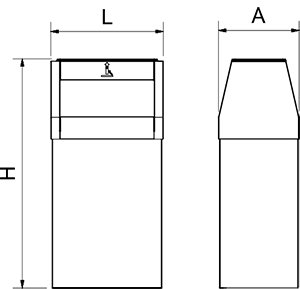 Dibujo técnico: Cenicero inox papelera Fricosmos 360x258x733 mm