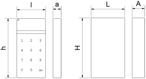 Dibujo técnico: Cerradura electrónica táctil ambidiestra Fricosmos