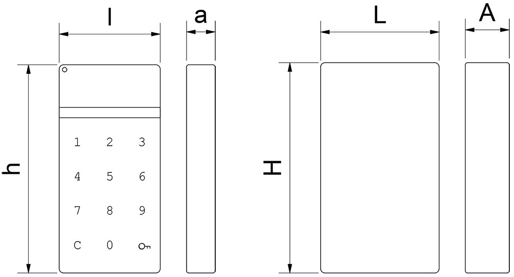 Dibujo técnico: Cerradura electrónica táctil ambidiestra Fricosmos