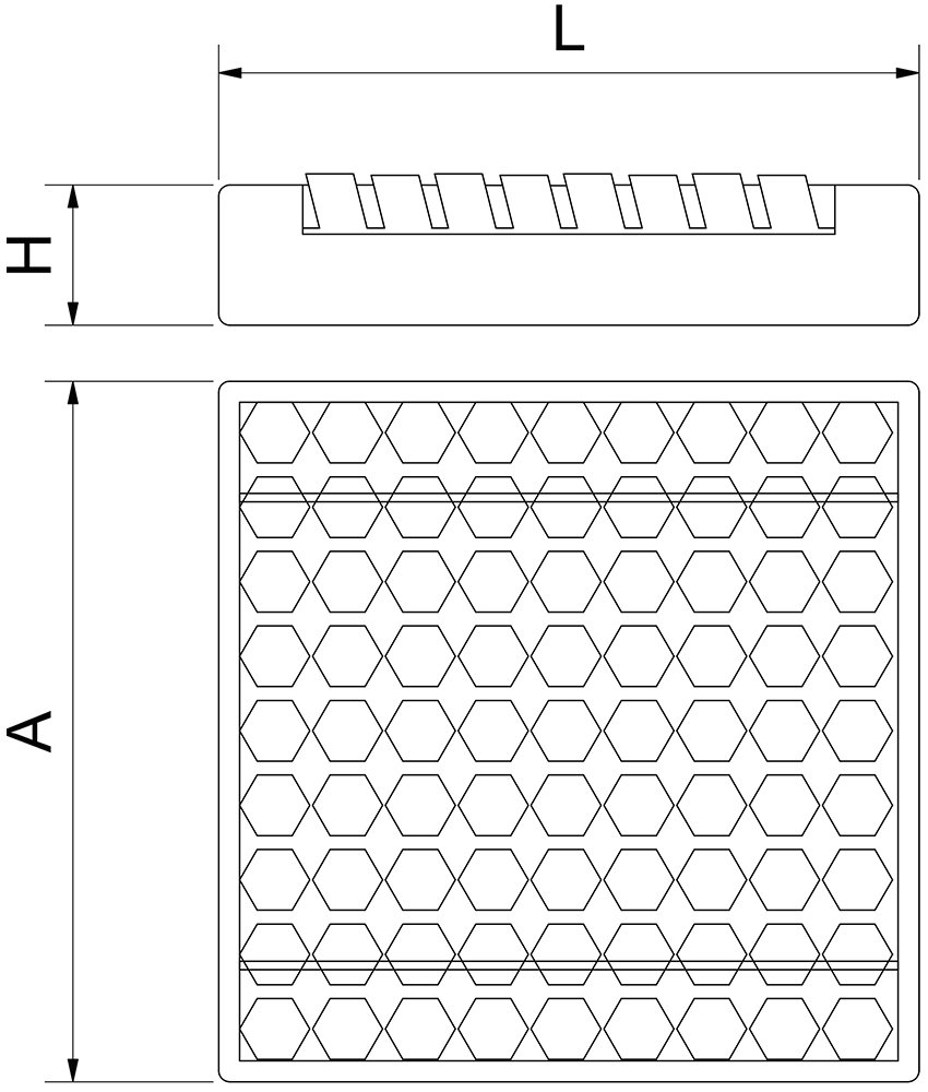 Dibujo técnico: Cesta de lavavajillas para bandejas Euronorm o Gastronorm Fricosmos 500x500x100 mm