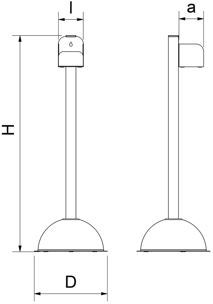 Dibujo técnico: Columna para botella de gel hidroalcohólico especial para niños Fricosmos