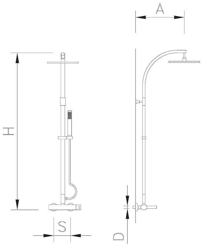 Dibujo técnico: Conjunto de ducha inoxidable Serie Merak LX Fricosmos