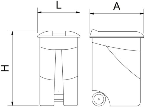 Dibujo técnico: Contenedor de desperdicios 80L serie GO Azul Fricosmos