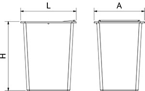 Dibujo técnico: Contenedor de desperdicios y reciclaje en colores Fricosmos