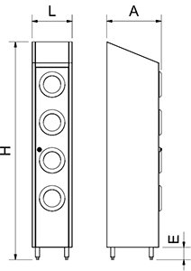 Dibujo técnico: Contenedor de reciclaje vertical Fricosmos