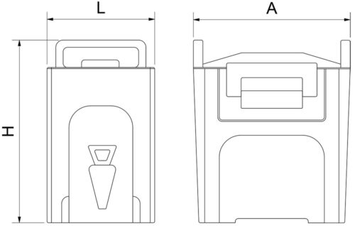 Dibujo técnico: Contenedor isotérmico para bebidas con dispensador Fricosmos