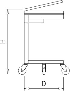 Dibujo técnico: Contenedor porta bolsas con tapa y ruedas Fricosmos