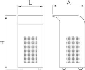Dibujo técnico: Contenedor profesional para reciclado Fricosmos