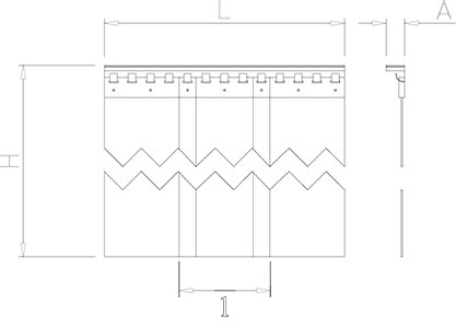 Dibujo técnico: Cortina de lamas de PVC Fricosmos 984x2x2000 mm