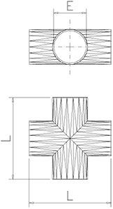 Dibujo técnico: Cruce para tubo inox Fricosmos 110 mm
