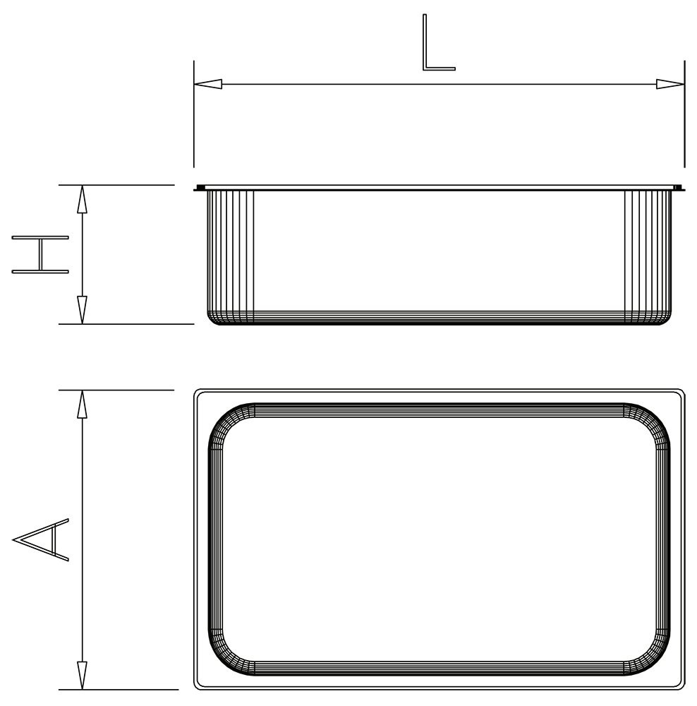 Dibujo técnico: Cubeta-bandeja inox GN 1/1 antiadherente triple capa Fricosmos 530x325x20 mm
