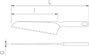 Dibujo técnico: Cuchillo antioxidante para verduras Fricosmos hoja 190 mm