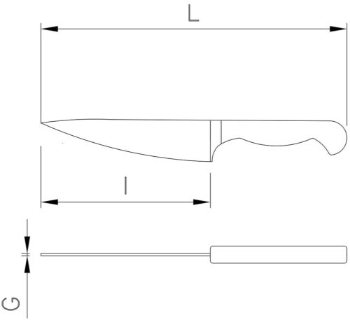 Dibujo técnico: Cuchillo cebollero Zwilling hoja 200 mm