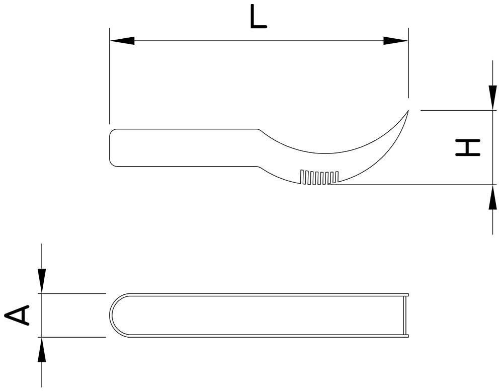 Dibujo técnico: Cuchillo cortador de tajadas de sandía o melón Fricosmos