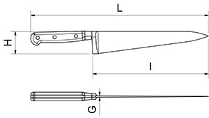 Dibujo técnico: Cuchillo de mesa corte liso Fricosmos