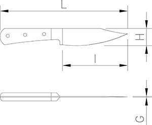 Dibujo técnico: Cuchillo de mesa modelo chuletón Fricosmos