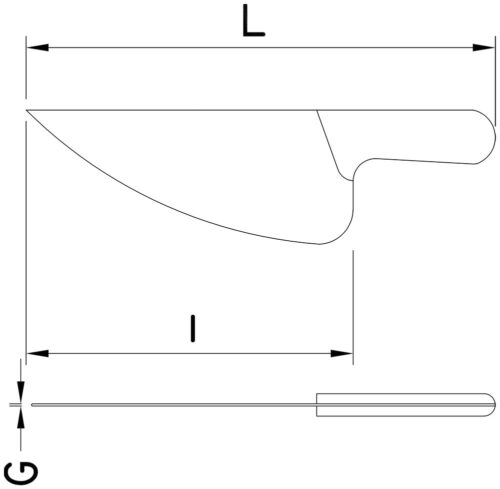 Dibujo técnico: Cuchillo de pescadero punta aguda Fricosmos hoja 360 mm