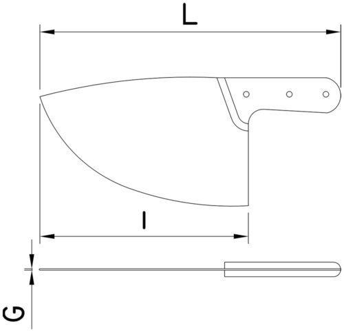 Dibujo técnico: Cuchillo deshuesador de carne Fricosmos hoja 270 mm