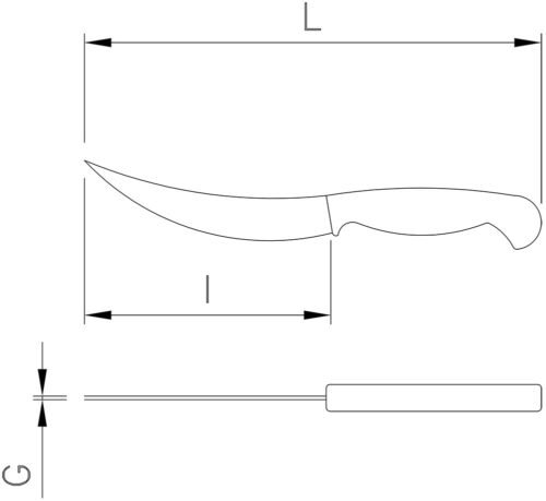 Dibujo técnico: Cuchillo deshuesar Victorinox hoja 150 mm