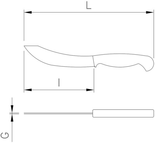 Dibujo técnico: Cuchillo despellejar Victorinox hoja 150 mm