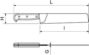 Dibujo técnico: Cuchillo fiambre Fricosmos largo 425 mm