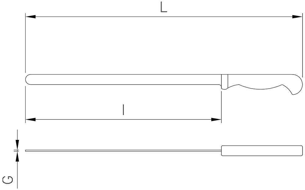 Dibujo técnico: Cuchillo jamonero Zwilling hoja 300 mm