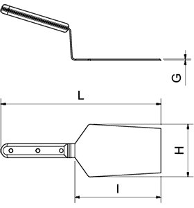 Dibujo técnico: Cuchillo paleta para plancha Fricosmos hoja 160 mm