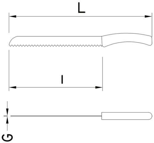 Dibujo técnico: Cuchillo panero forjado Fricosmos hoja 200 mm