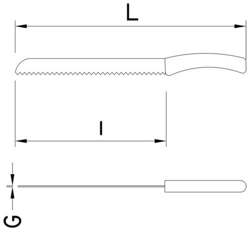 Dibujo técnico: Cuchillo panero GripMaster Fricosmos hoja 200 mm