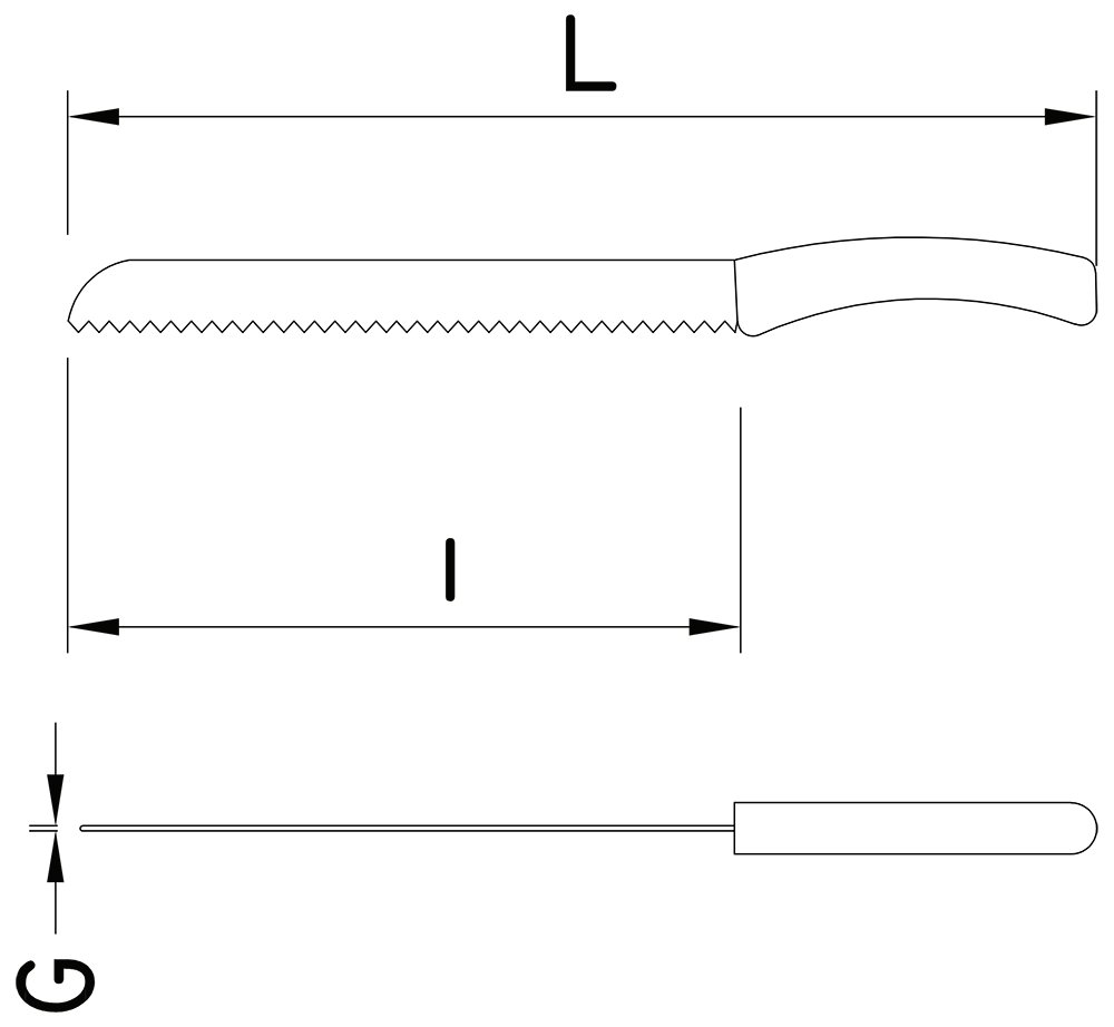 Dibujo técnico: Cuchillo panero GripMaster Fricosmos hoja 200 mm