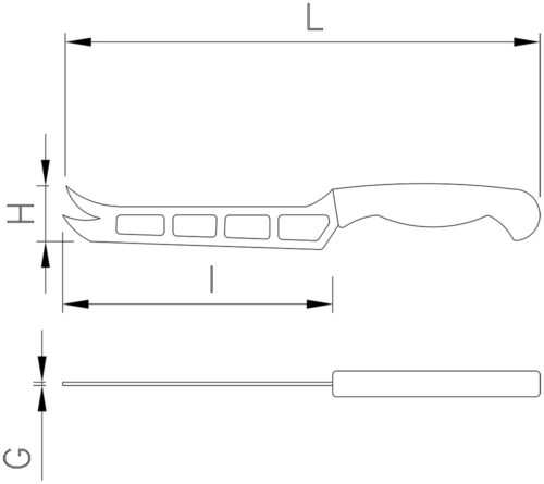 Dibujo técnico: Cuchillo para queso tierno Fricosmos
