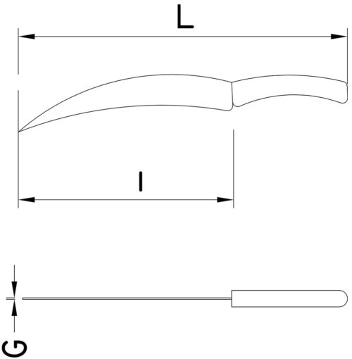 Dibujo técnico: Cuchillo pelador con mango inyectado Fricosmos hoja 65 mm