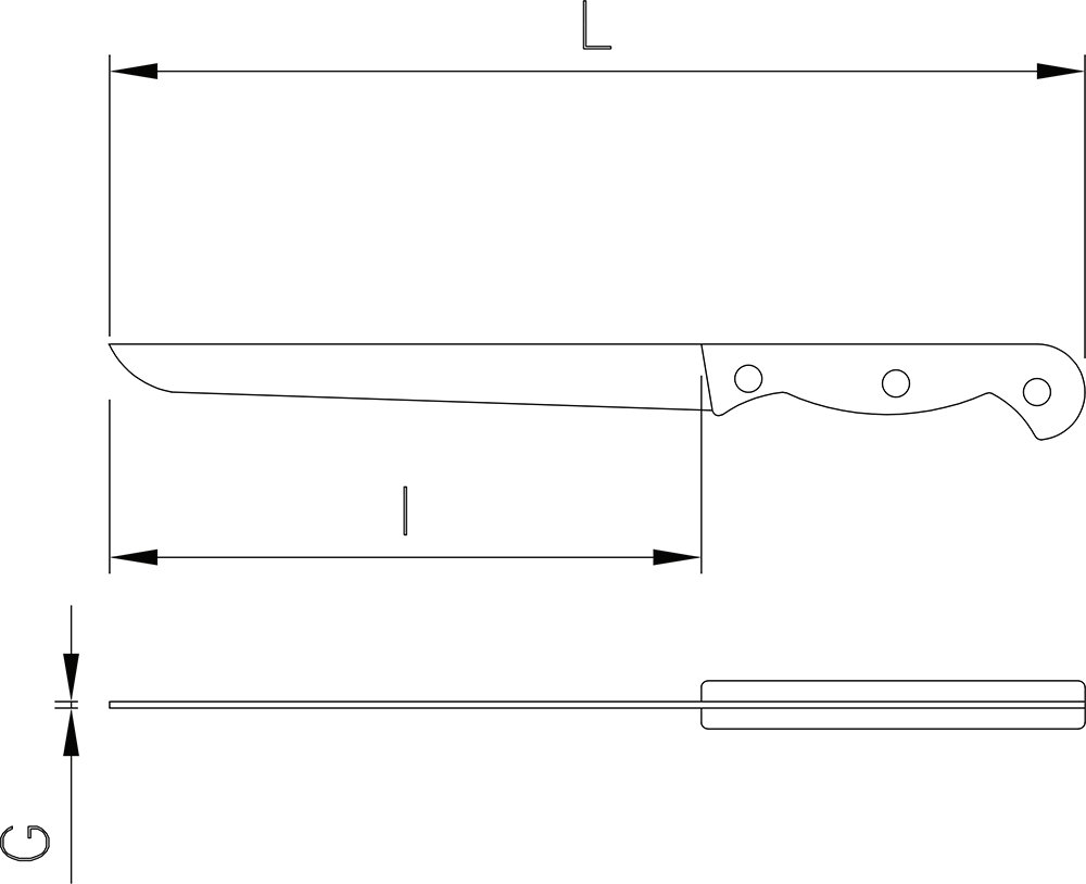 Dibujo técnico: Cuchillo pelador forjado Fricosmos hoja 90 mm