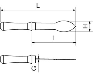 Dibujo técnico: Cuchillo puntilla Fricosmos hoja 140 mm