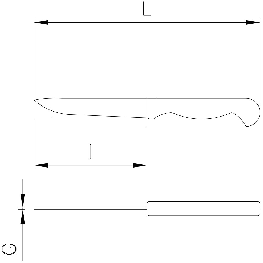 Dibujo técnico: Cuchillo puntilla Zwilling hoja 100 mm