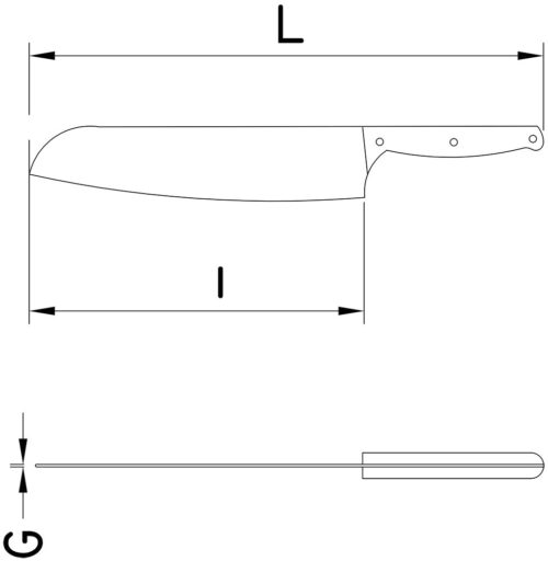Dibujo técnico: Cuchillo santoku alveolado Fricosmos