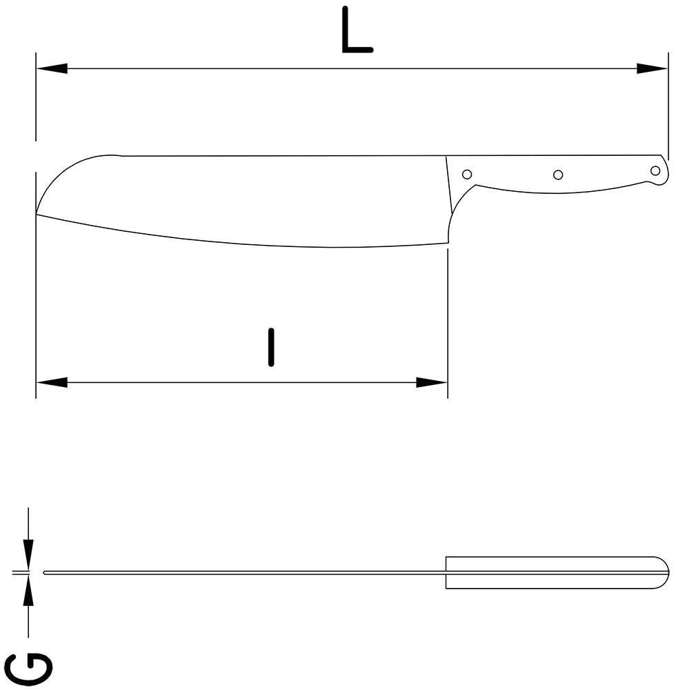 Dibujo técnico: Cuchillo santoku alveolado Fricosmos