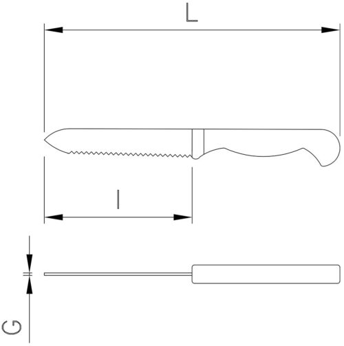 Dibujo técnico: Cuchillo universal dentado Zwilling hoja 130 mm